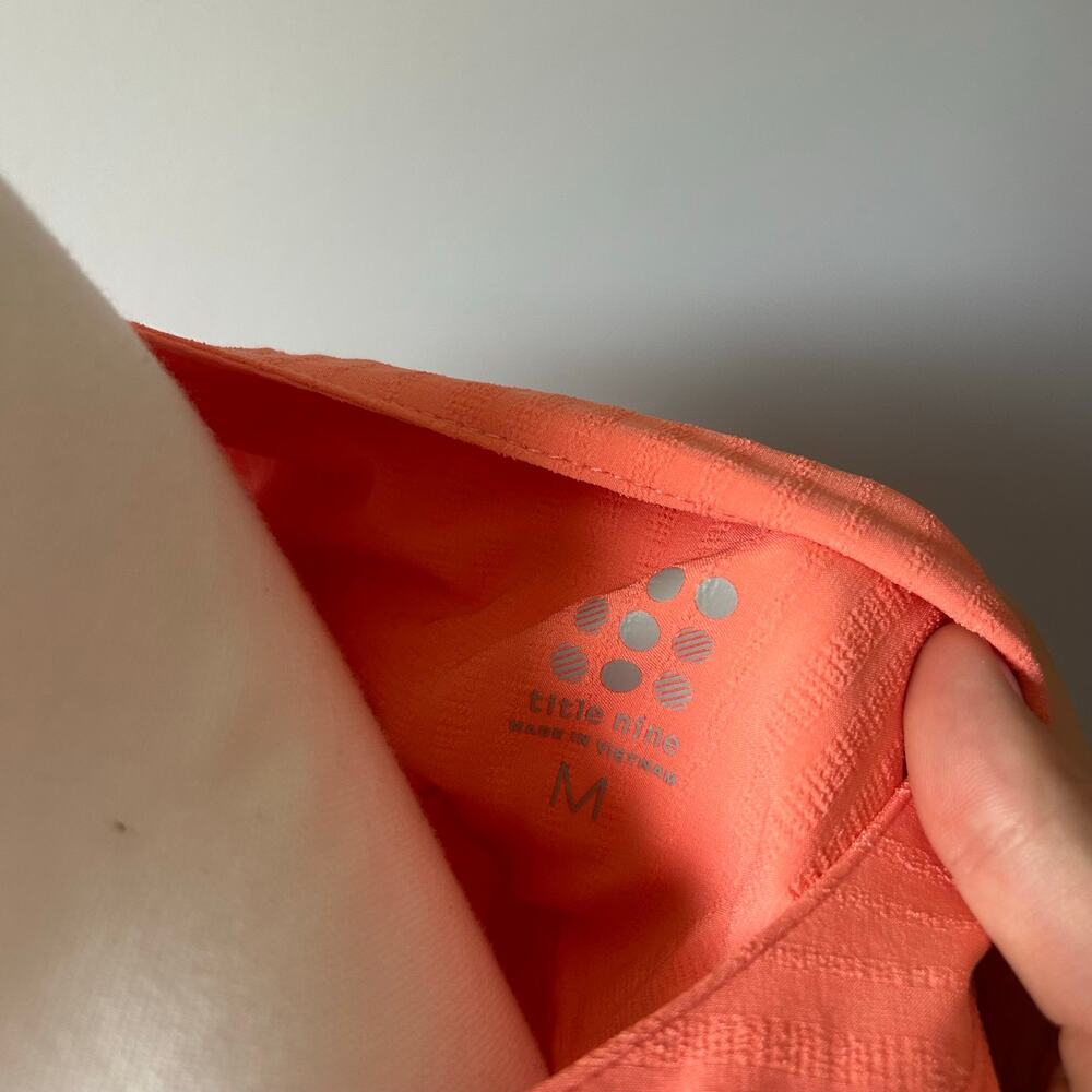 Title Nine Orange Athletic Dress Cinched Hem Swim Coverup V-Neck Size M - Picture 8 of 10